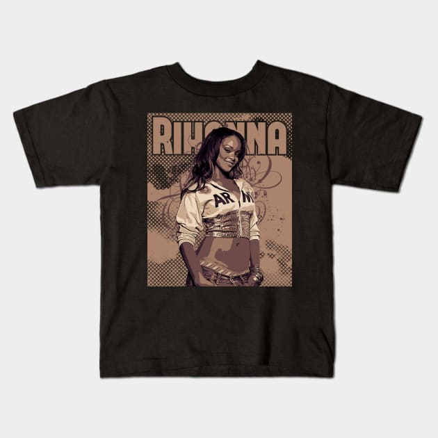 Rihanna style // Brown vintage // Poster art Kids T-Shirt by Degiab